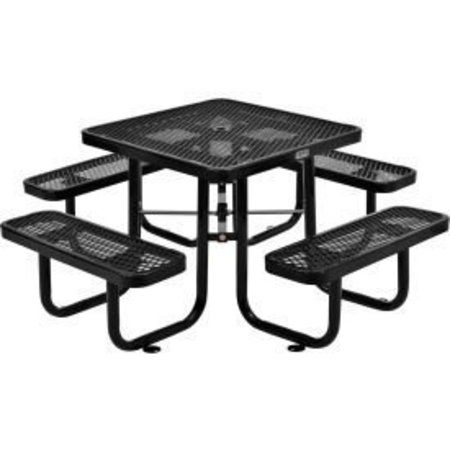GLOBAL EQUIPMENT 3 ft. Square Outdoor Steel Picnic Table, Expanded Metal, Black 695501BK